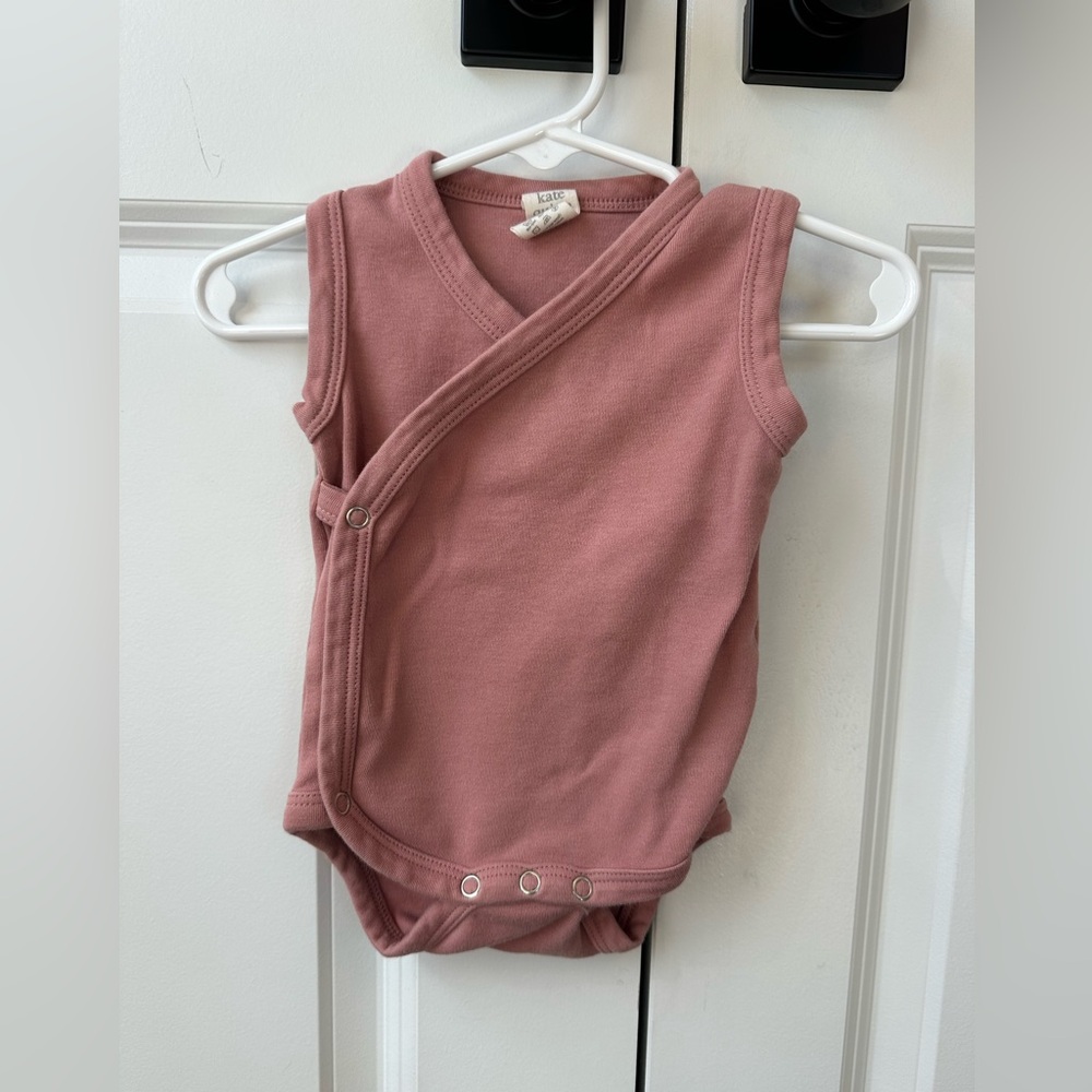 Kate Quinn Girls Short Sleeve Kimono Onesie Pink (Size 3-6 Months)